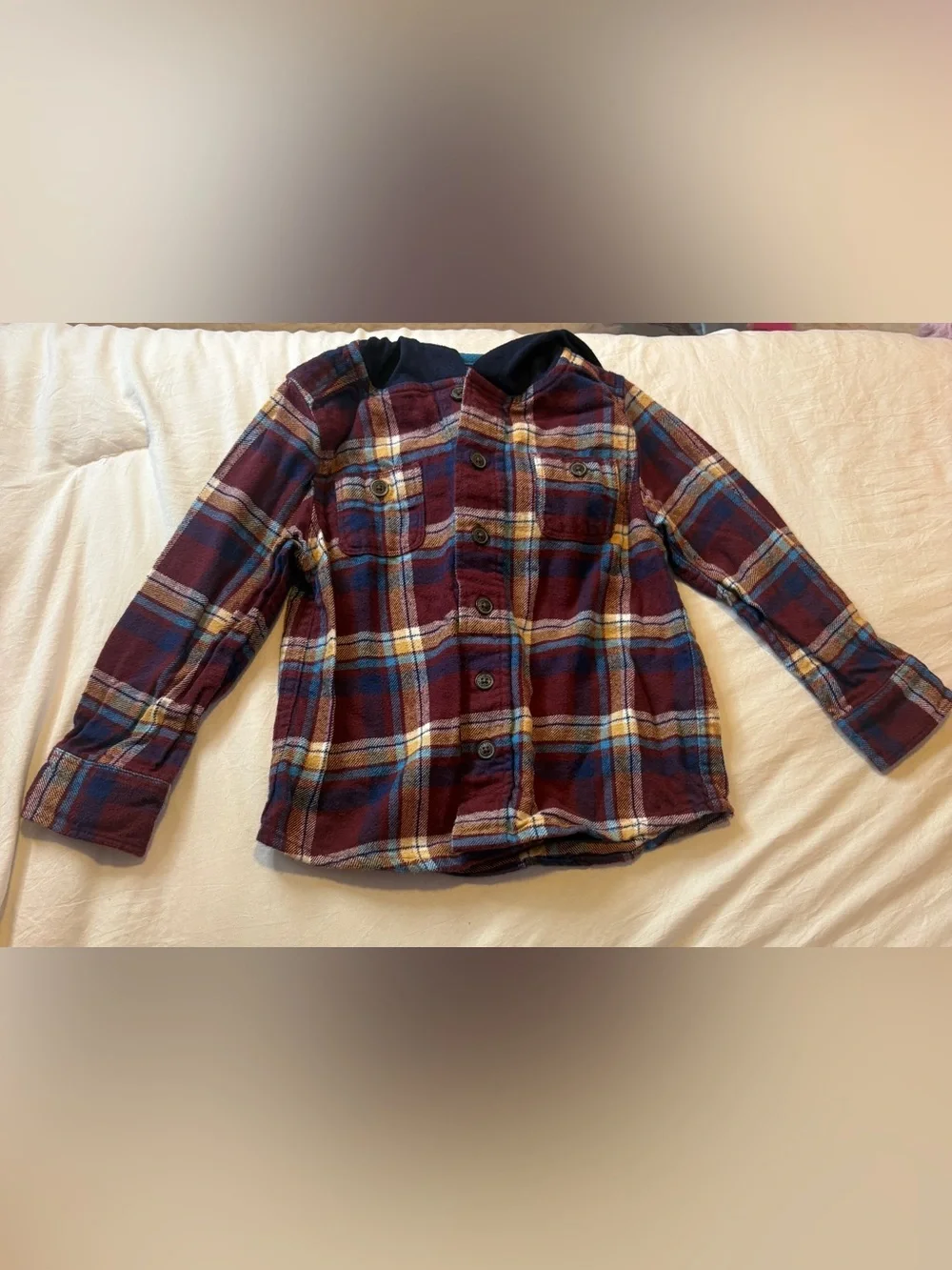 OshKosh B'gosh Burgundy Plaid Button-Down Shirt Jacket